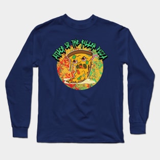 Attack Of The Killer Pizza Graphic Long Sleeve T-Shirt